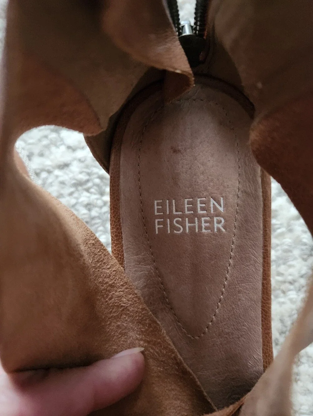 Eileen Fisher Women’s Brown Leather Crisscross Slide Sandals
